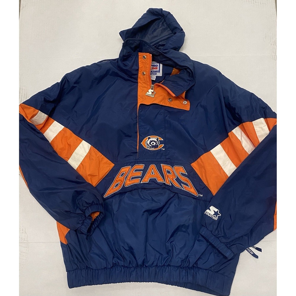 VINTAGE STARTER PRO LINE CHICAGO BEARS 1/2 ZIPP PULLOVER JACKET XL
